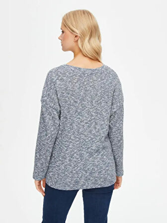 Melanj Triko Görünümlü Uzun Kollu Sweatshirt 69579