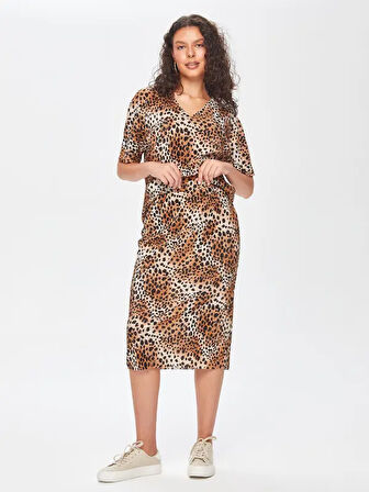 Kendinden Piliseli Leopar Desen Etek 69292