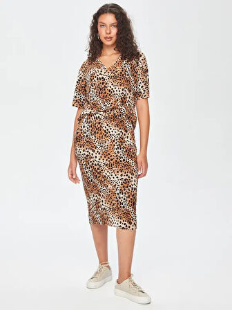 Kendinden Piliseli Leopar Desen Etek 69292