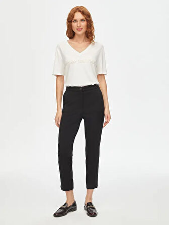 Önü Dikişli Slım Fit Diagonal Doku Örme Pantolon 69485