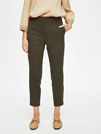 Faik Sönmez Önü Dikişli Slim Fit Diagonal Doku Kadın Pantolon 69485