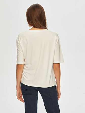 Relax Önü Comfort Baskılı Yuvarlak Yaka T-Shirt 69778