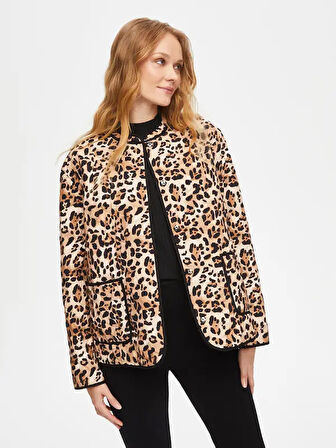 Leopar Desen Kapitone Ceket 69208