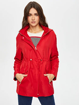 Çizgili Astarlı Kapişonlu Trençkot 013