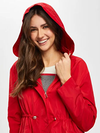 Çizgili Astarlı Kapişonlu Trençkot 013