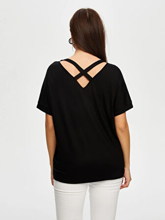 Yuvarlak Yaka Düşük Kollu T-Shirt B00003-1