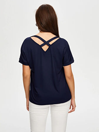 Yuvarlak Yaka Düşük Kollu T-Shirt B00003-1
