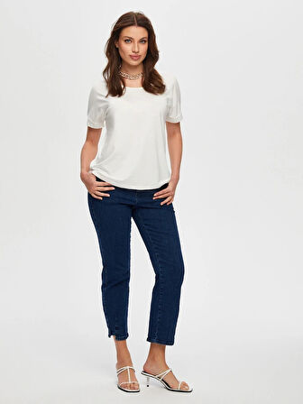Yuvarlak Yaka Düşük Kollu T-Shirt B00003-1