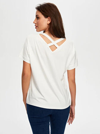 Yuvarlak Yaka Düşük Kollu T-Shirt B00003-1