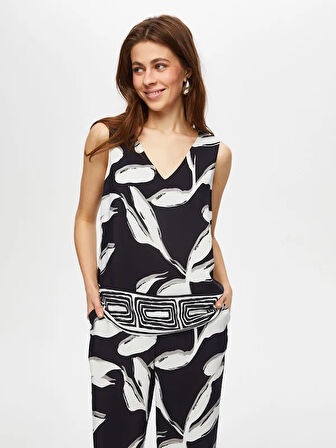 Monochrome Yaprak Desen V Yaka Atlet 013