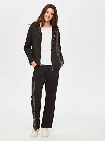 Zincir Nakış Detaylı Kapişonlu Eşofman Üst 001