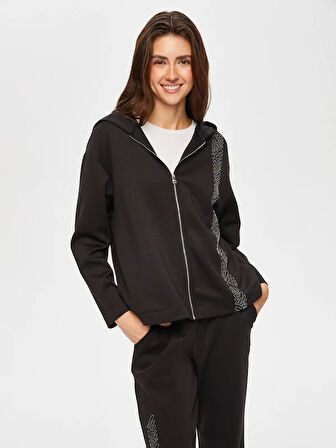 Zincir Nakış Detaylı Kapişonlu Eşofman Üst 001