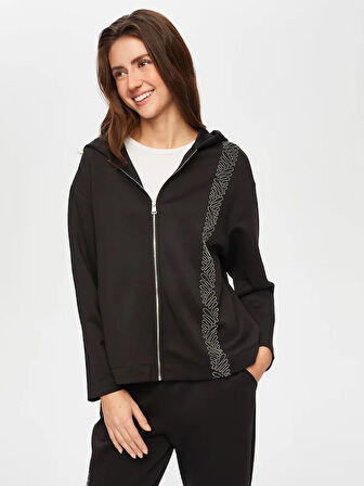 Zincir Nakış Detaylı Kapişonlu Eşofman Üst 001