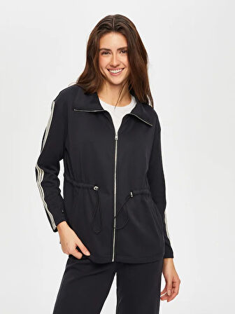 Zigzag Şerit Detaylı Beli Tünelli Modallı Eşofman Üst 007