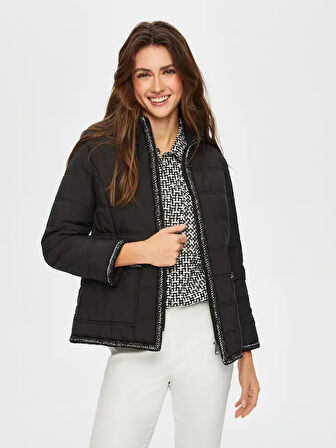 Simli Şerit Detaylı Kapitone Mont 002