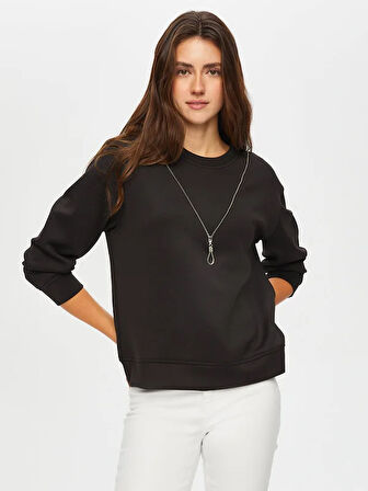 Fermuar Zincir Detaylı Yuvarlak Yaka SweaT-Shirt S25SWT001