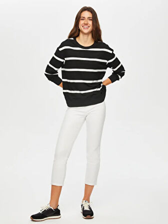 Çizgili Yuvarlak Yaka SweaT-Shirt S25SWT003