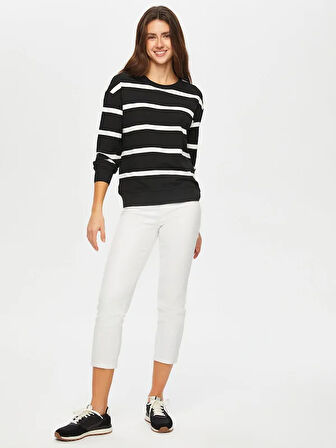 Çizgili Yuvarlak Yaka SweaT-Shirt S25SWT003