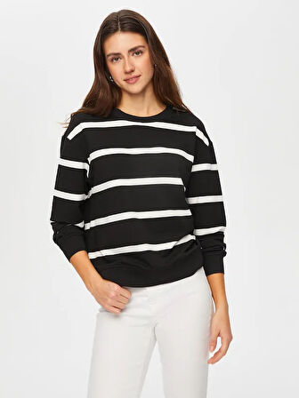 Çizgili Yuvarlak Yaka SweaT-Shirt S25SWT003