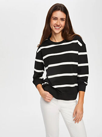 Çizgili Yuvarlak Yaka SweaT-Shirt S25SWT003