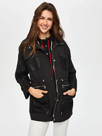 File Kumaş Garnili 3/4 Kol Trençkot 005