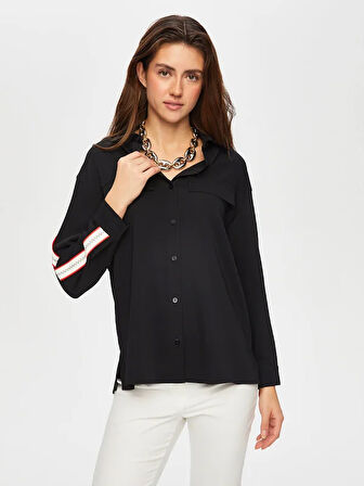 Renk Bloklu Zigzag Nakışlı Tunik 003