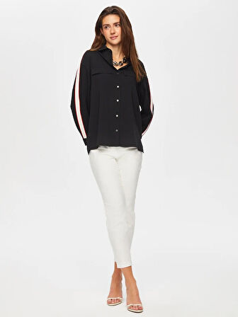 Renk Bloklu Zigzag Nakışlı Tunik 003