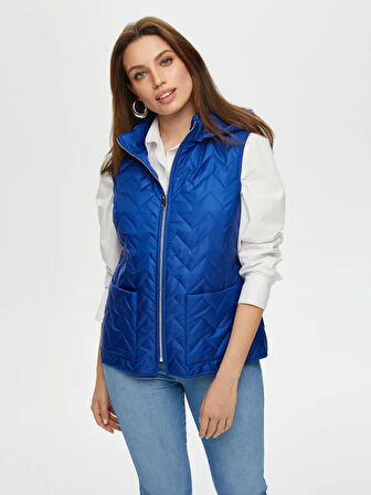 Patch Cep Detaylı Kapişonlu Kapitone Yelek S25KYL003