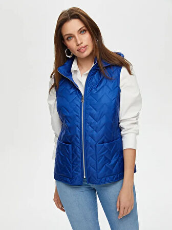 Patch Cep Detaylı Kapişonlu Kapitone Yelek S25KYL003