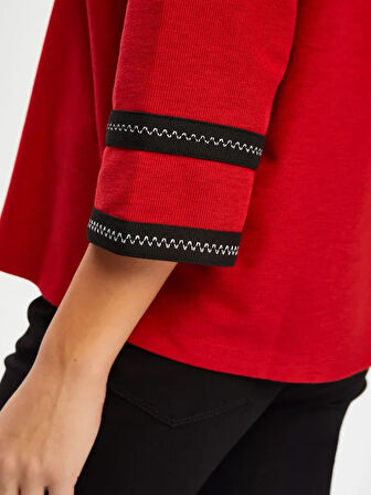 Zigzag Şeritli Polo Yaka Örme Bluz 004