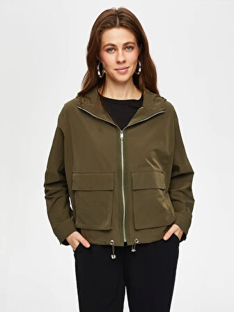 Astarsız Kapişonlu Comfort Fıt Trençkot 012