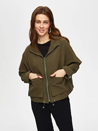 Astarsız Kapişonlu Comfort Fıt Trençkot 012