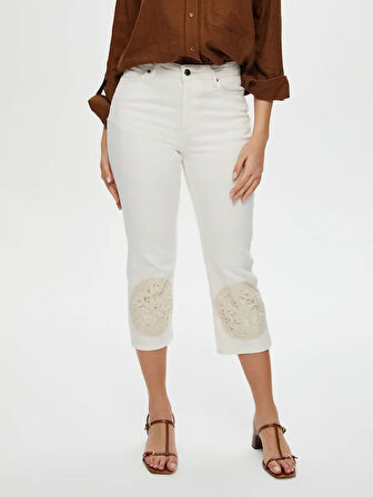 Paçası Kroşe Patch Detaylı Straight Fit Jean Caprı S25JCP006