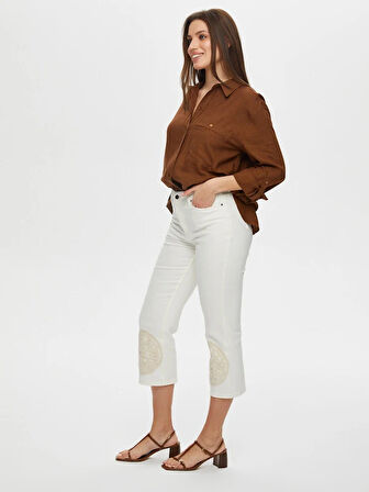 Paçası Kroşe Patch Detaylı Straight Fit Jean Caprı S25JCP006