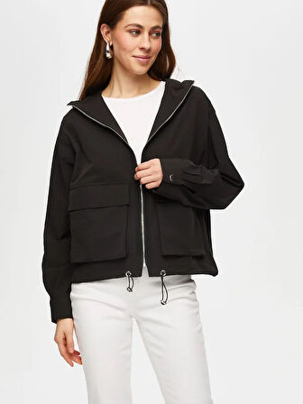 Astarsız Kapişonlu Comfort Fıt Trençkot 012