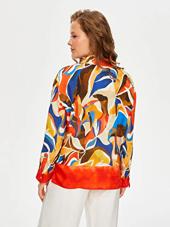 Eteği Sulu Soyut Desen Viskongömlek S25GML027