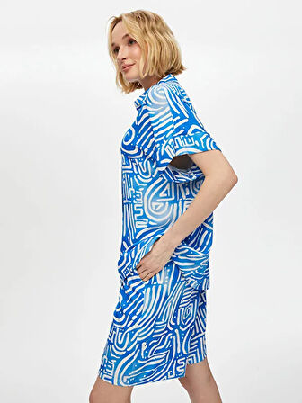 Soyut Desen Kısa Kol Viskon Gömlek S25GML028