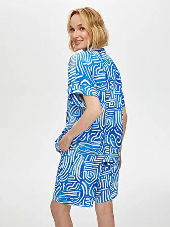 Soyut Desen Kısa Kol Viskon Gömlek S25GML028