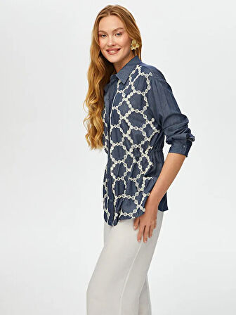 Önü Brode Nakışlı Beli Tünelli Overshırt Tunik S25TNK006