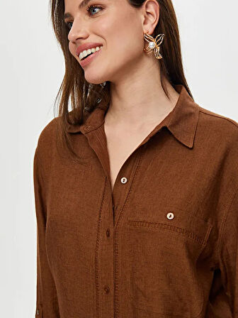 Şerit Aksesuarlı Ketenli Gömlek S25GML036