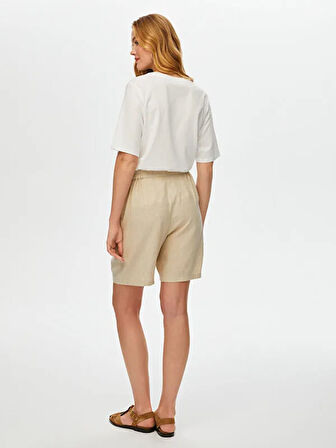 Çiçek Nakış File Detaylı Keten Karışımlı Şort S25SRT003