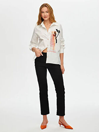 Baskı Ve Nakış Detaylı Poplin Gömlek S25GML002