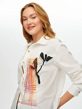 Baskı Ve Nakış Detaylı Poplin Gömlek S25GML002