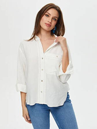 Şerit Aksesuarlı Ketenli Gömlek S25GML036