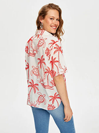 Tropik Brode Nakışlı Kısa Kol Pamuk Vual Gömlek S25GML032