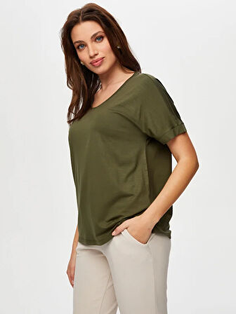 Yuvarlak Yaka Düşük Kollu T-Shirt S25TSH003