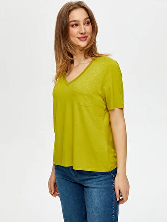 V Yaka Kısa Kollu T-Shirt S25TSH004
