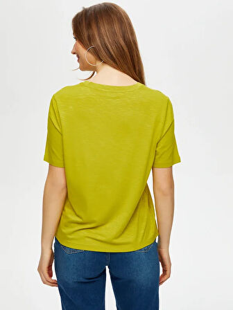 V Yaka Kısa Kollu T-Shirt S25TSH004