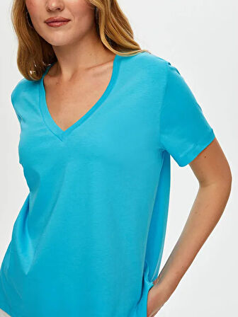 %100 Pamuk V Yaka T-Shirt S25TSH007
