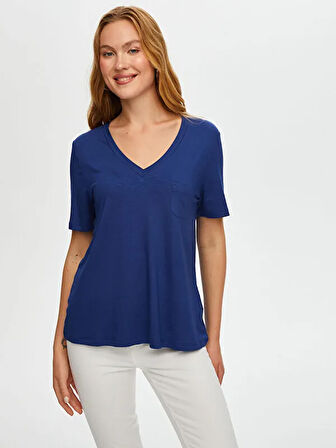 V Yaka Kısa Kollu T-Shirt S25TSH004